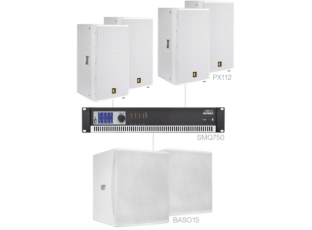 Forte12.6, 4x PX112, 2x Baso15 + SMQ750 Installasjonspakke - 200m2 - Hvit 